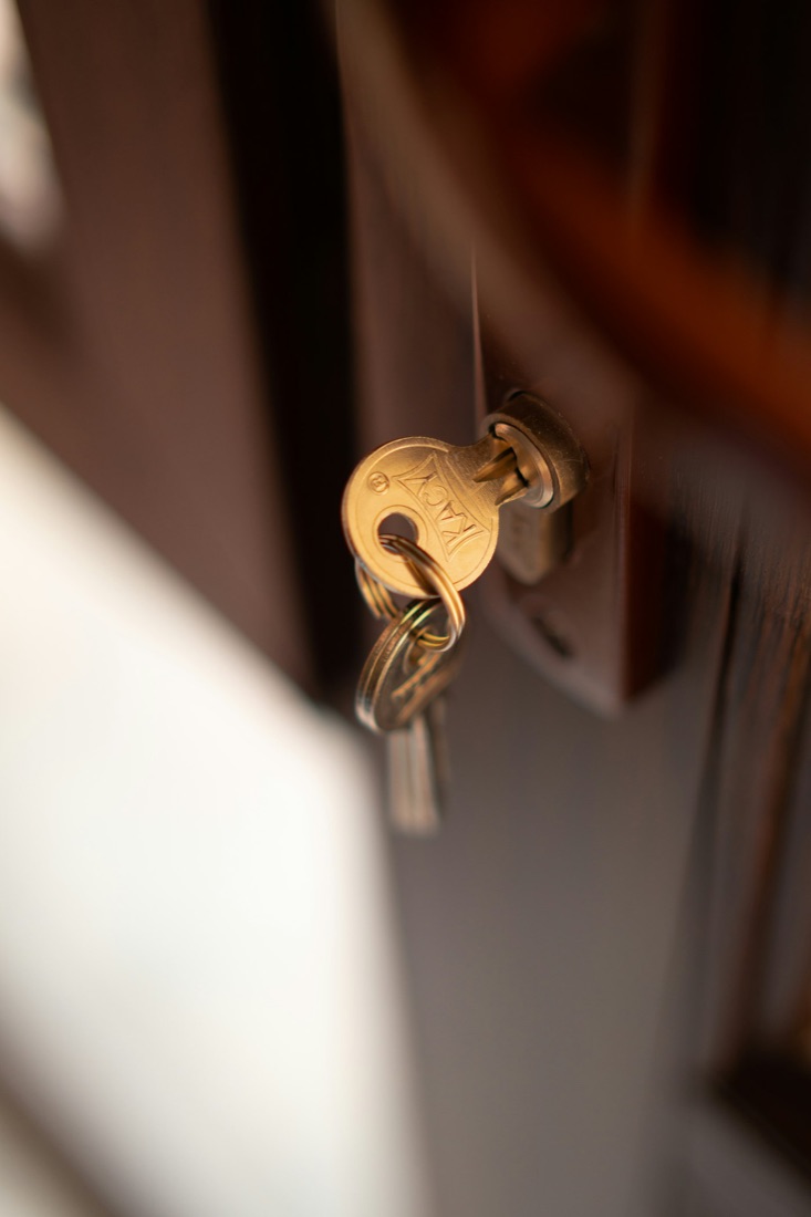 A key in a door lock